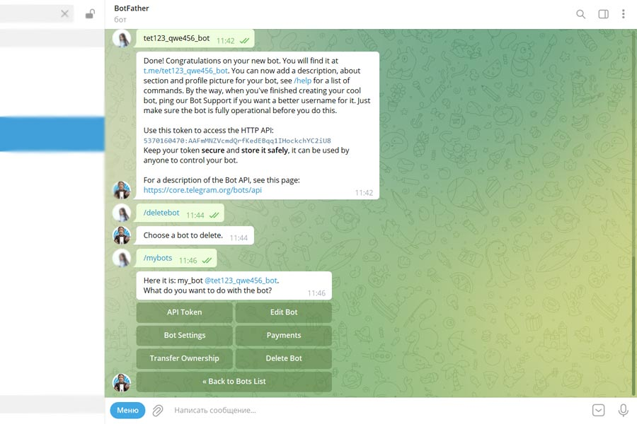 Telegram Bot creation Step 2